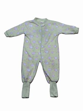 Vintage Snugabye Convert-A-Foot Girls Yellow Sheep Print Fleece Sleeper Pajamas